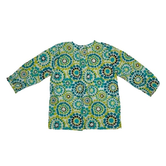 Melange Girl Green Blue Floral Print 3/4 Sleeve Blouse Size 16 Big Girl’s - Picture 3 of 6